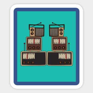 Old Colorful Stylish Retro Music Radios Sticker